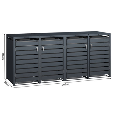 Phoenix GB4426AAK Anthracite Quad Wheelie Bin Store / Bin Storage