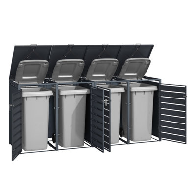 Phoenix GB4426AWK Wood Effect Quad Wheelie Bin Store / Bin Storage - 3