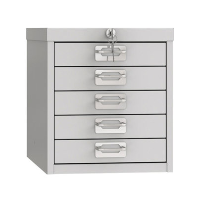 Phoenix MD Series MD0304G 5 Drawer Multidrawer Cabinet in Grey with Key Lock