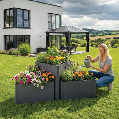 Phoenix Modular Steel Garden Planter Triangle 45cm Anthracite