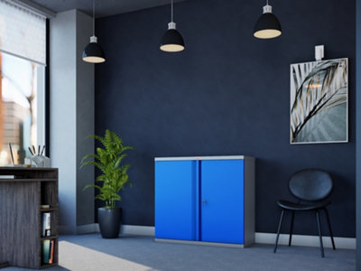 Phoenix SCL Series SCL0891GBE 2 Door 1 Shelf Steel Storage Cupboard Grey Body & Blue Doors with Electronic Lock - 3
