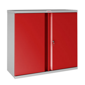 Phoenix SCL Series SCL0891GRK 2 Door 1 Shelf Steel Storage Cupboard Grey Body & Red Doors with Key Lock