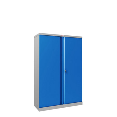 Phoenix SCL Series SCL1491GBK 2 Door 3 Shelf Steel Storage Cupboard Grey Body & Blue Doors with Key Lock - 3