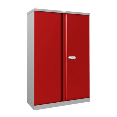 Phoenix SCL Series SCL1491GRE 2 Door 3 Shelf Steel Storage Cupboard Grey Body & Red Doors with Electronic Lock
