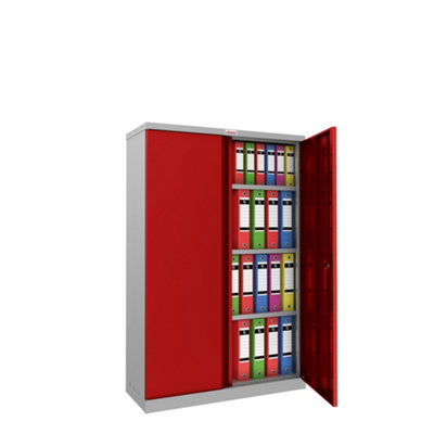Phoenix SCL Series SCL1491GRE 2 Door 3 Shelf Steel Storage Cupboard Grey Body & Red Doors with Electronic Lock