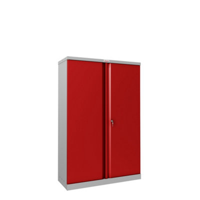 Phoenix SCL Series SCL1491GRK 2 Door 3 Shelf Steel Storage Cupboard Grey Body & Red Doors with Key Lock - 3