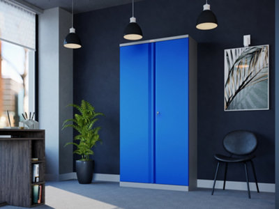 Phoenix SCL Series SCL1891GBE 2 Door 4 Shelf Steel Storage Cupboard Grey Body & Blue Doors with Electronic Lock - 3