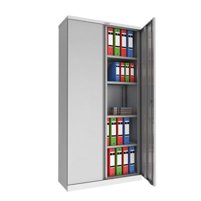 Phoenix SCL Series SCL1891GGK 2 Door 4 Shelf Steel Storage Cupboard in Grey with Key Lock - 5