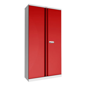 Phoenix SCL Series SCL1891GRE 2 Door 4 Shelf Steel Storage Cupboard Grey Body & Red Doors with Electronic Lock