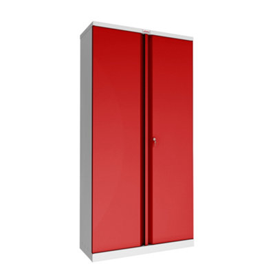 Phoenix SCL Series SCL1891GRK 2 Door 4 Shelf Steel Storage Cupboard Grey Body & Red Doors with Key Lock - 3