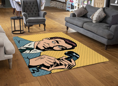 Phone Style Pop Art Retro Designer Special Soft Home Rug