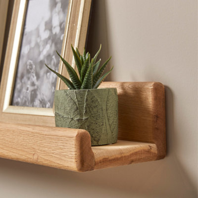 Photo and Display Shelf Made from Solid Oak - Wooden Floating Shelf  - Off the Grain 150cm (L)
