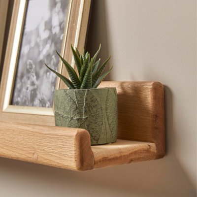 Photo and Display Shelf Made from Solid Oak - Wooden Floating Shelf  - Off the Grain 40cm (L)