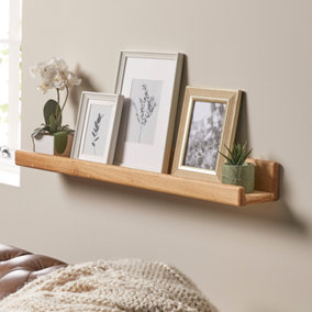 Photo and Display Shelf Made from Solid Oak - Wooden Floating Shelf  - Off the Grain 50cm (L)