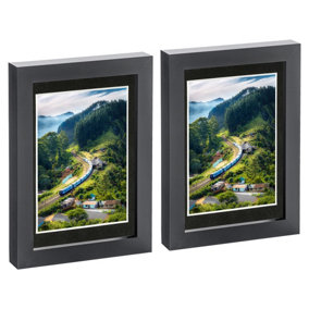 Photo Frames with 4" x 6" Mount - 5" x 7" - Black/Black - Pack of 2