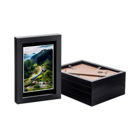 Photo Frames with 4" x 6" Mount - 5" x 7" - Black/Black - Pack of 5
