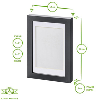 Photo Frames with 4" x 6" Mount - 5" x 7" - Black/Black - Pack of 5