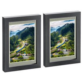 Photo Frames with 4" x 6" Mount - 5" x 7" - Black/Grey - Pack of 2