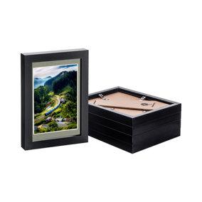 Photo Frames with 4" x 6" Mount - 5" x 7" - Black/Grey - Pack of 5