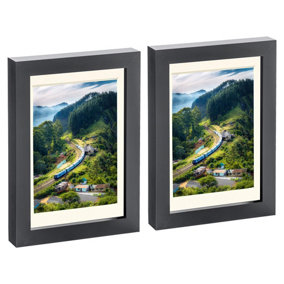 Photo Frames with 4" x 6" Mount - 5" x 7" - Black/Ivory - Pack of 2