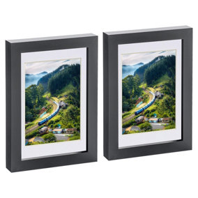 Photo Frames with 4" x 6" Mount - 5" x 7" - Black/White - Pack of 2