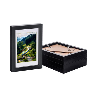 Photo Frames with 4" x 6" Mount - 5" x 7" - Black/White - Pack of 5