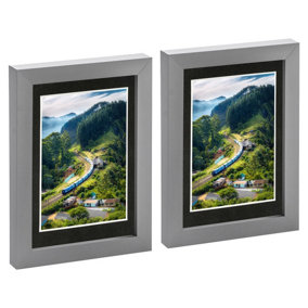 Photo Frames with 4" x 6" Mount - 5" x 7" - Grey/Black - Pack of 2