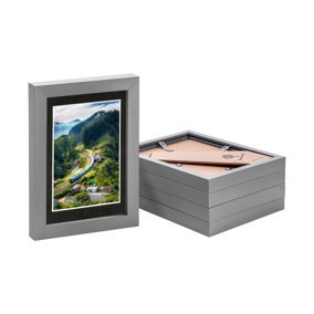 Photo Frames with 4" x 6" Mount - 5" x 7" - Grey/Black - Pack of 5