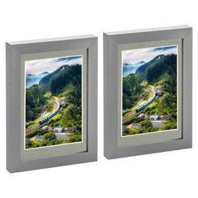 Photo Frames with 4" x 6" Mount - 5" x 7" - Grey/Grey - Pack of 2