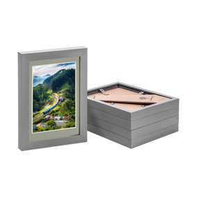 Photo Frames with 4" x 6" Mount - 5" x 7" - Grey/Grey - Pack of 5
