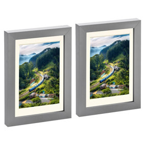 Photo Frames with 4" x 6" Mount - 5" x 7" - Grey/Ivory - Pack of 2