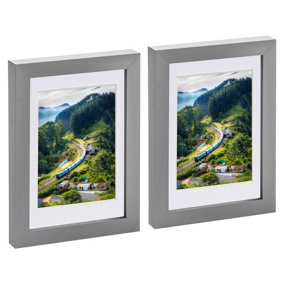 Photo Frames with 4" x 6" Mount - 5" x 7" - Grey/White - Pack of 2