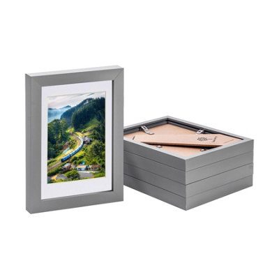 Photo Frames with 4" x 6" Mount - 5" x 7" - Grey/White - Pack of 5