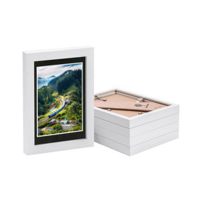 Photo Frames with 4" x 6" Mount - 5" x 7" - White/Black - Pack of 5