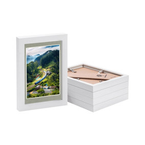 Photo Frames with 4" x 6" Mount - 5" x 7" - White/Grey - Pack of 5