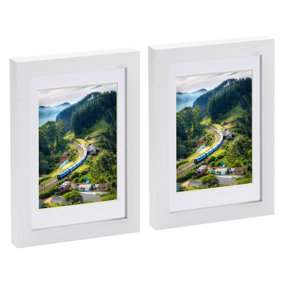 Photo Frames with 4" x 6" Mount - 5" x 7" - White/White - Pack of 2