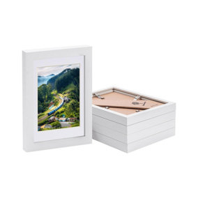 Photo Frames with 4" x 6" Mount - 5" x 7" - White/White - Pack of 5