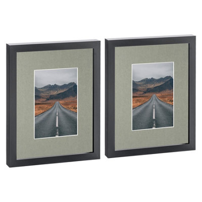 Photo Frames with 4" x 6" Mount - 8" x 10" - Black/Grey - Pack of 2