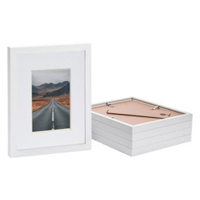 Photo Frames with 4" x 6" Mount - 8" x 10" - White/White - Pack of 5