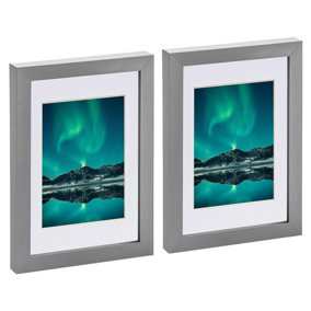 Photo Frames with 4" x 6" Mount - A5 (6" x 8") - Grey/White - Pack of 2