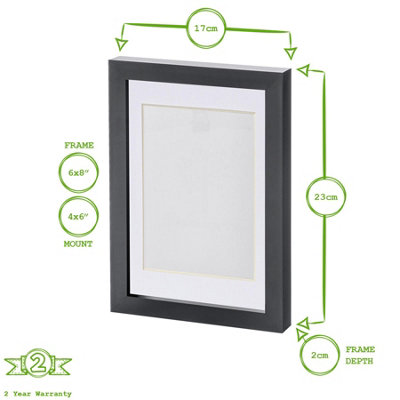 Photo Frames with 4" x 6" Mount - A5 (6" x 8") - Grey/White - Pack of 2