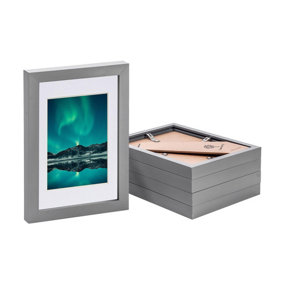 Photo Frames with 4" x 6" Mount - A5 (6" x 8") - Grey/White - Pack of 5