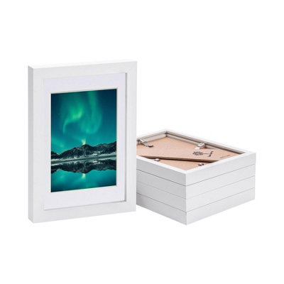 Photo Frames with 4" x 6" Mount - A5 (6" x 8") - White/White - Pack of 5