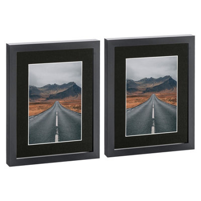 Photo Frames with 5" x 7" Mount - 8" x 10" - Black/Black - Pack of 2