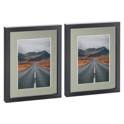 Photo Frames with 5" x 7" Mount - 8" x 10" - Black/Grey - Pack of 2