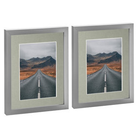 Photo Frames with 5" x 7" Mount - 8" x 10" - Grey/Grey - Pack of 2