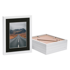 Photo Frames with 5" x 7" Mount - 8" x 10" - White/Black - Pack of 5