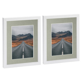 Photo Frames with 5" x 7" Mount - 8" x 10" - White/Grey - Pack of 2