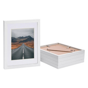 Photo Frames with 5" x 7" Mount - 8" x 10" - White/White - Pack of 5