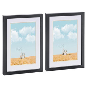 Photo Frames with A5 Mount - A4 (8" x 12") - Black/White - Pack of 2